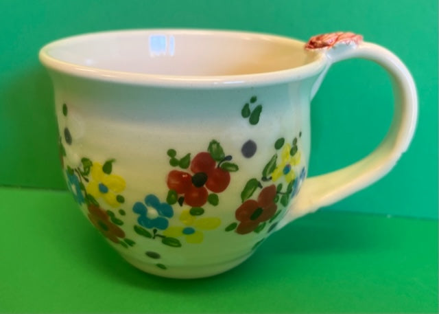 Coffee Cup Small White With Red Flowers Don Swanson 173