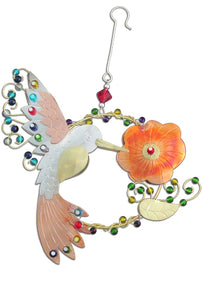 Hummingbird With Orange Flower Ornament  PI 118