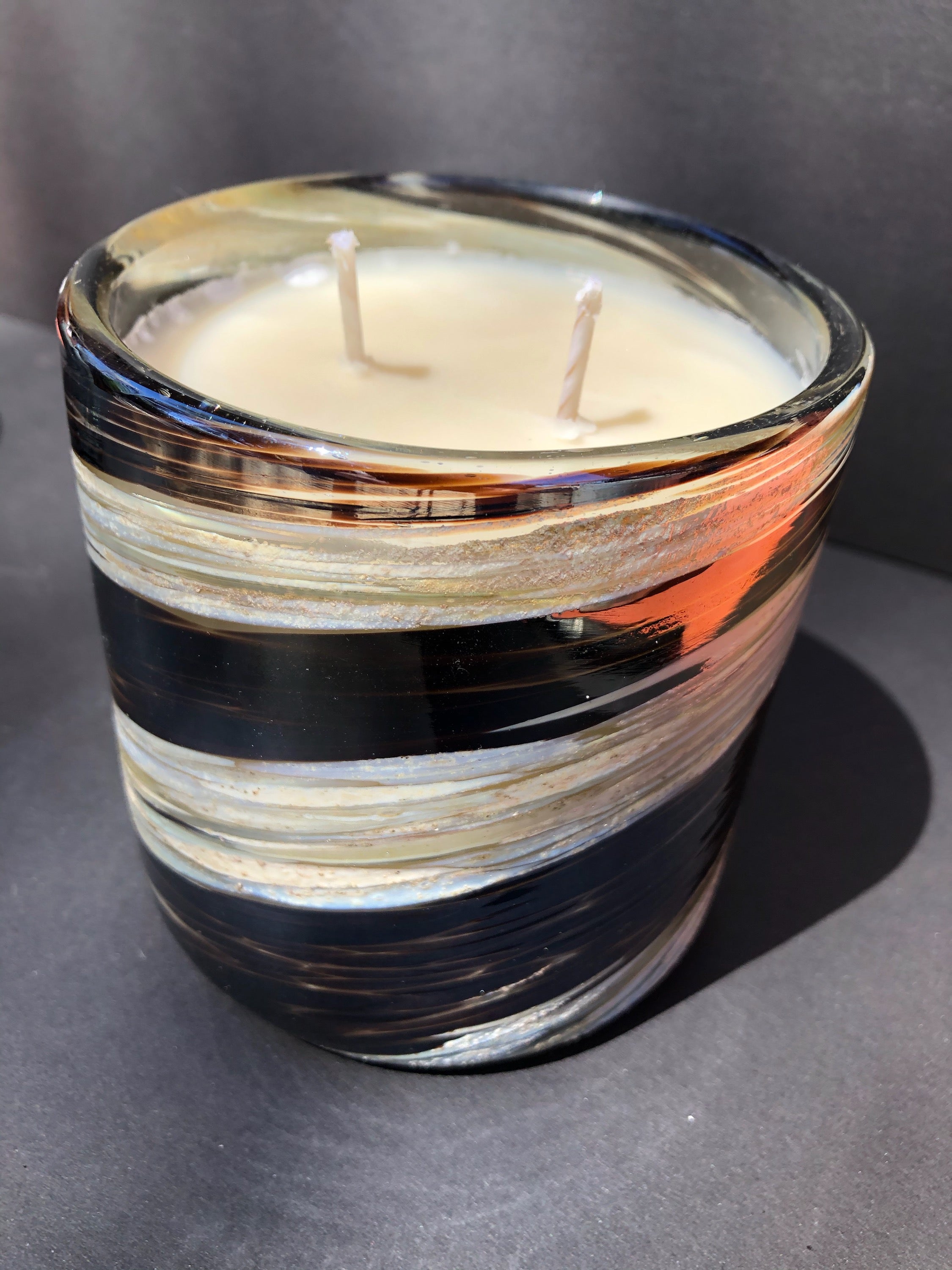 Brown, White, & Clear Glass Soy Candle